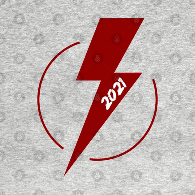 Blood Red Lightning Design with White Coloured Year by savageandcassin